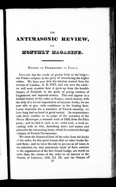 Cover of The Anti-Masonic Review and Magazine, October 1830 (Vol. 2, No. 10)