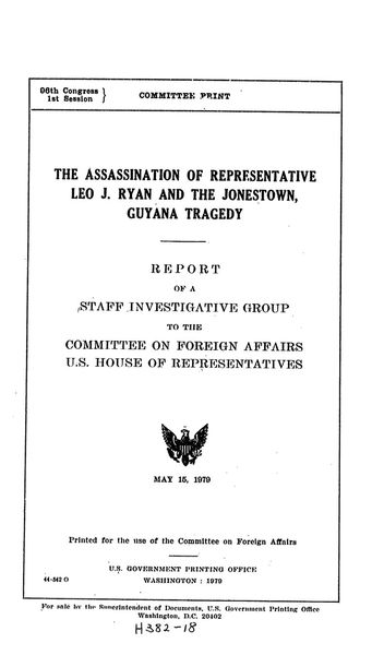 Cover of The Assassination of Rep. Leo J. Ryan and the Jonestown, Guyana Tragedy