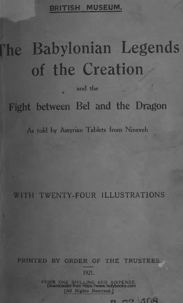 Cover of The Babylonian Legends of the Creation
