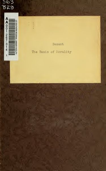 Cover of The Basis of Morality