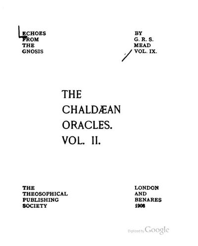 Cover of The Chaldean Oracles, Vol. II (Echoes from the Gnosis)