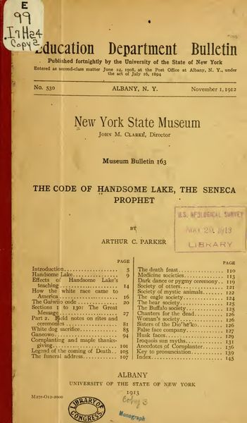 Cover of The Code of Handsome Lake, the Seneca Prophet