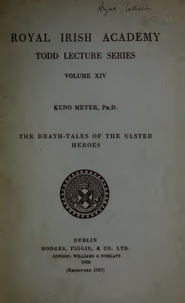 Cover of The Death-Tales of the Ulster Heroes