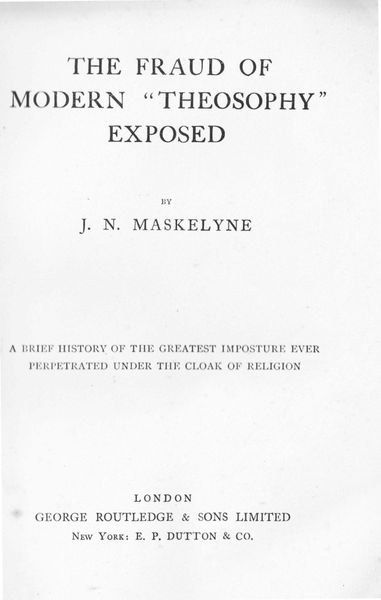 Cover of The Fraud of Modern Theosophy Exposed