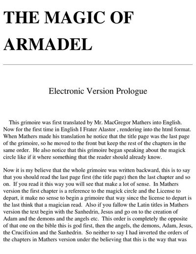 Cover of The Grimoire of Armadel