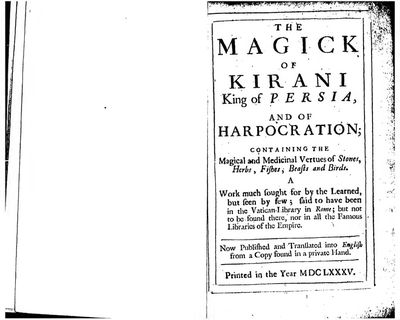 Cover of The Magick of Kirani, King of Persia (1685)