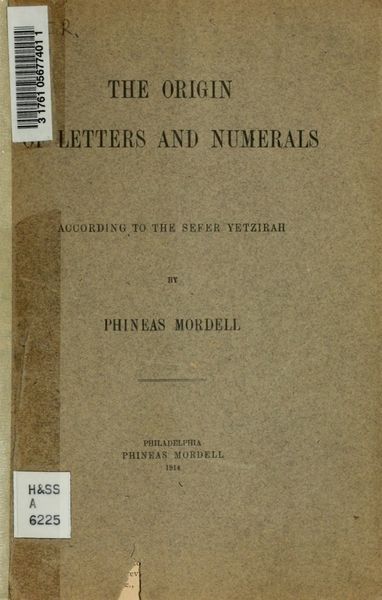Cover of The Origin of Letters and Numerals According to the Sefer Yetzirah