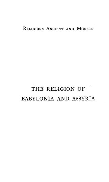 Cover of The Religion of Babylonia and Assyria (Pinches, Ancient Religions Series)