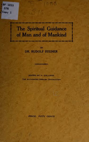Cover of The Spiritual Guidance of Man and of Mankind