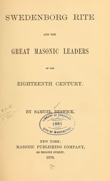 Cover of The Swedenborg Rite and the Great Masonic Leaders of the Eighteenth Century