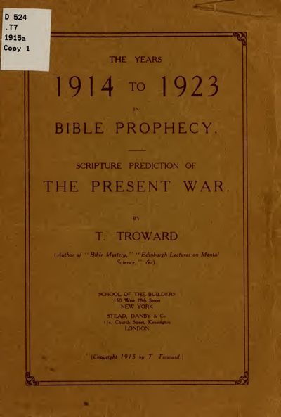 Cover of The Years of 1914 to 1923 in Bible Prophecy