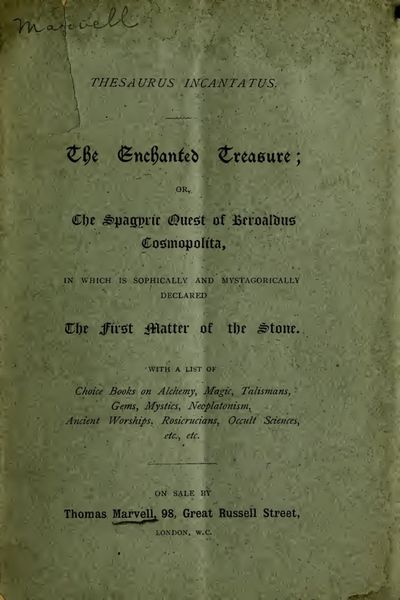 Cover of Thesaurus Incantatus: The Enchanted Treasure, or The Spagyric Quest of Beroaldus Cosmopolita
