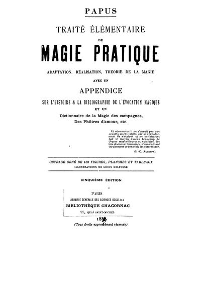 Cover of Traité élémentaire de magie pratique