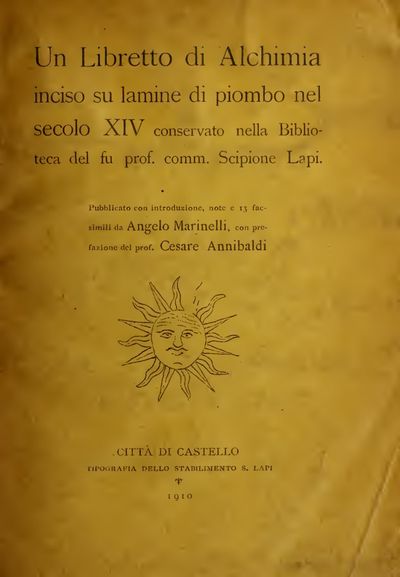 Cover of Un Libretto di Alchimia inciso su Lamine di Piombo nel Secolo XIV