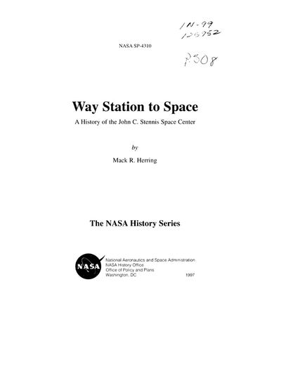 Cover of Way Station to Space: A History of the John C. Stennis Space Center (NASA SP-4310)