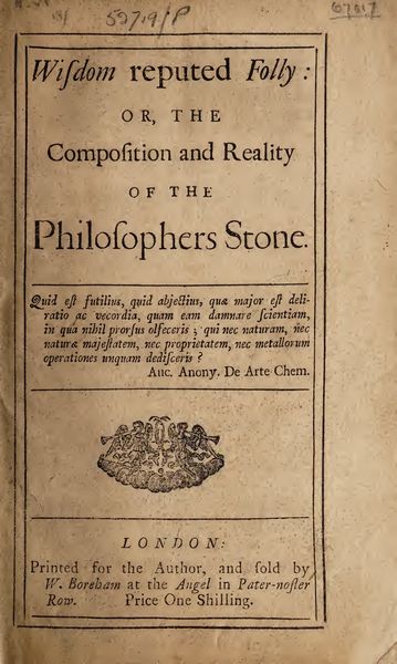 Cover of Wisdom Reputed Folly: Or, the Composition and Reality of the Philosophers' Stone