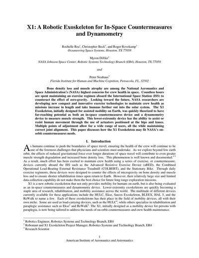 Cover of X1: A Robotic Exoskeleton for In-Space Countermeasures and Dynamometry