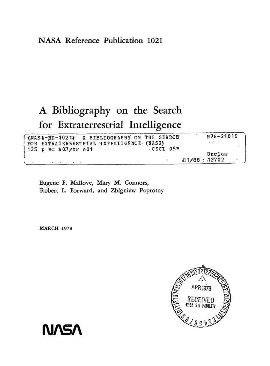 Cover of A Bibliography on the Search for Extraterrestrial Intelligence