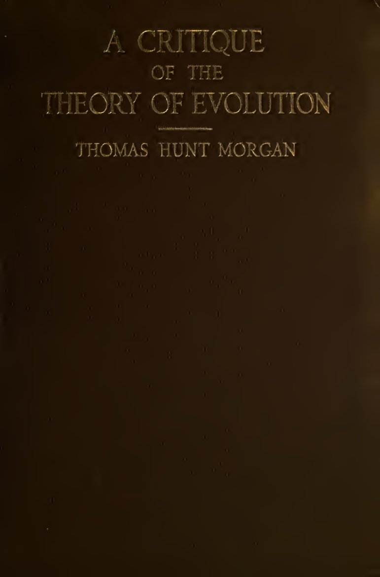 Cover of A Critique of the Theory of Evolution