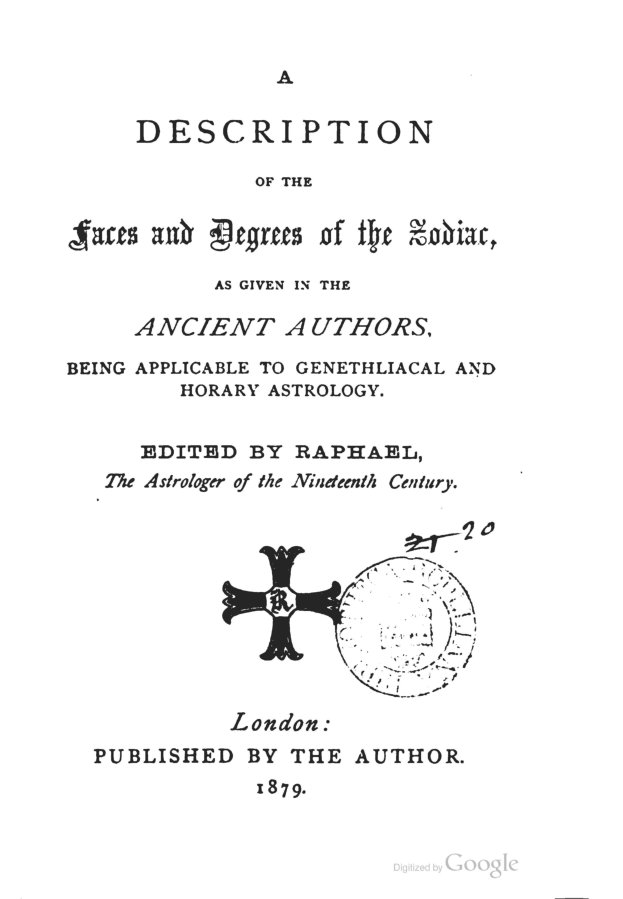 Cover of A Description of the Faces and Degrees of the Zodiac