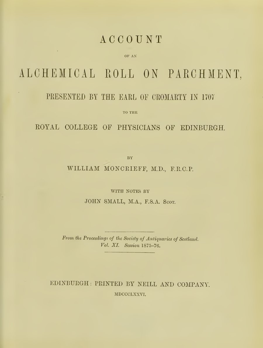 Cover of Account of an Alchemical Roll on Parchment