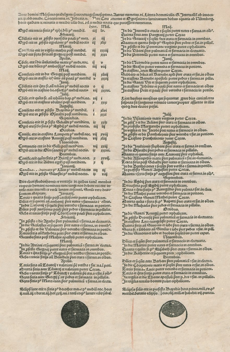 Cover of Almanac for 1487 (Nuremberg broadside: Friedrich Creussner)