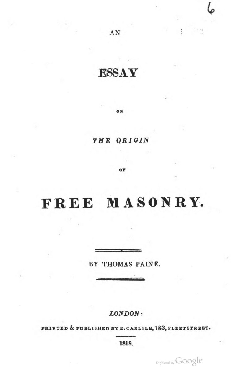 Cover of An Essay on the Origin of Free Masonry