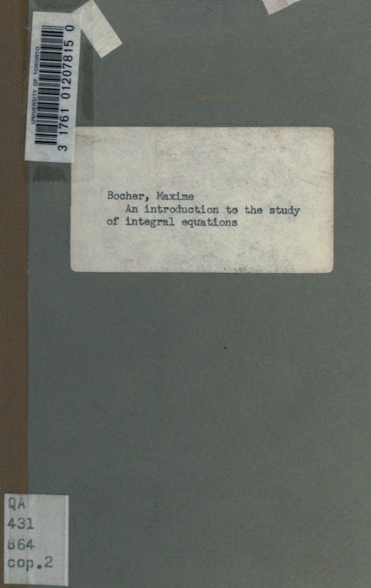 Cover of An Introduction to the Study of Integral Equations
