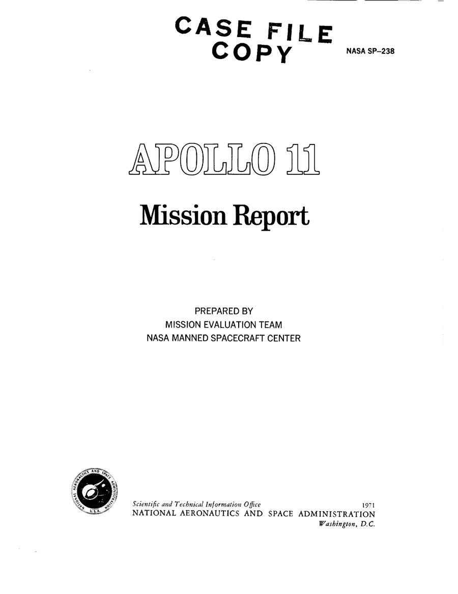 Cover of Apollo 11 Mission Report