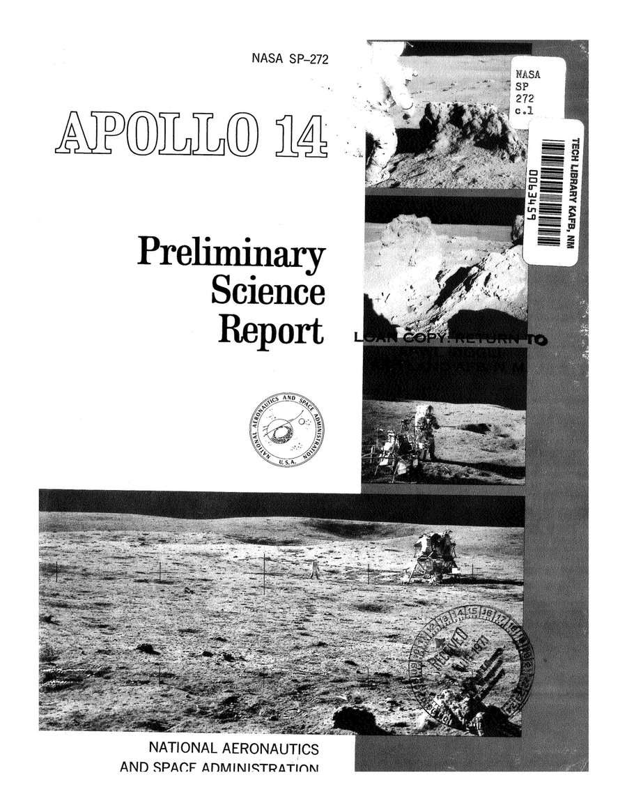 Cover of Apollo 14 Preliminary Science Report (NASA SP-272)