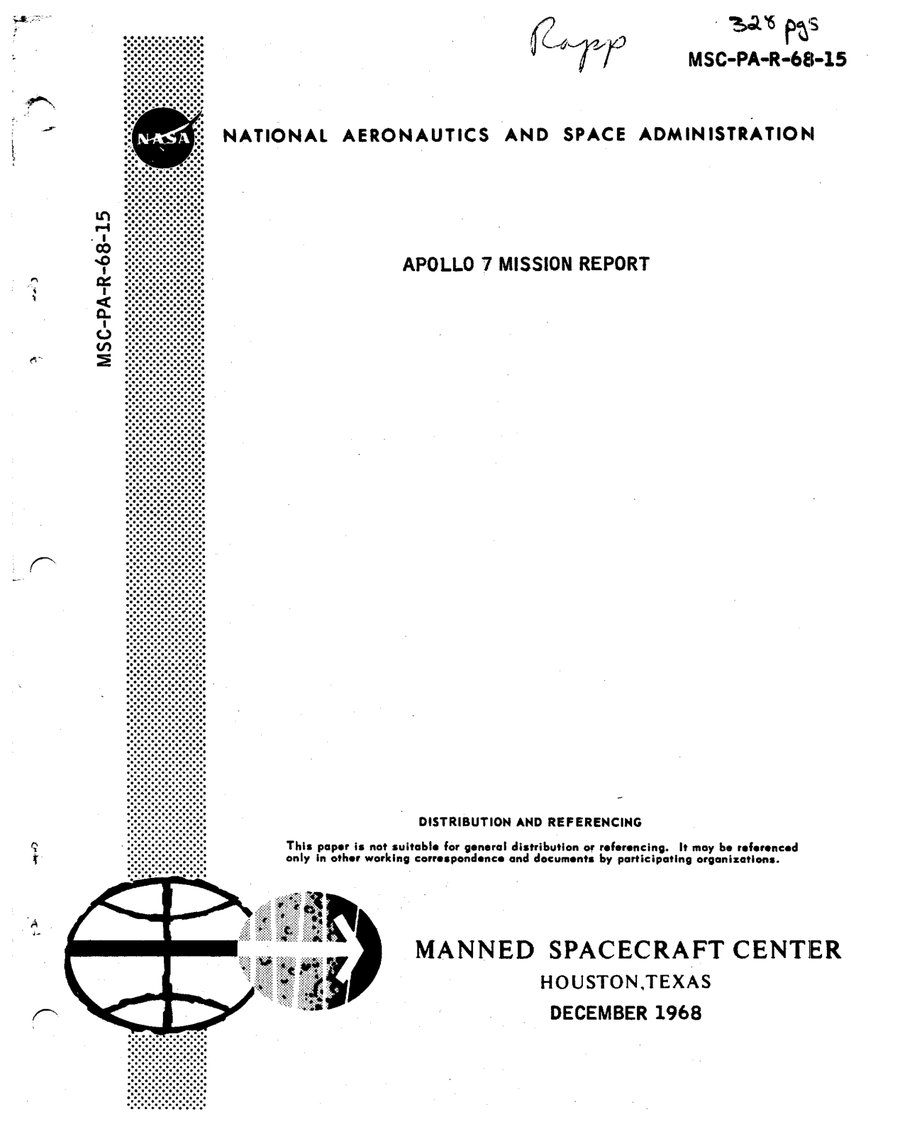 Cover of Apollo 7 Mission Report