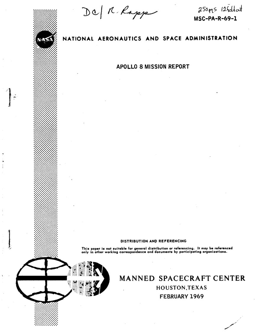 Cover of Apollo 8 Mission Report