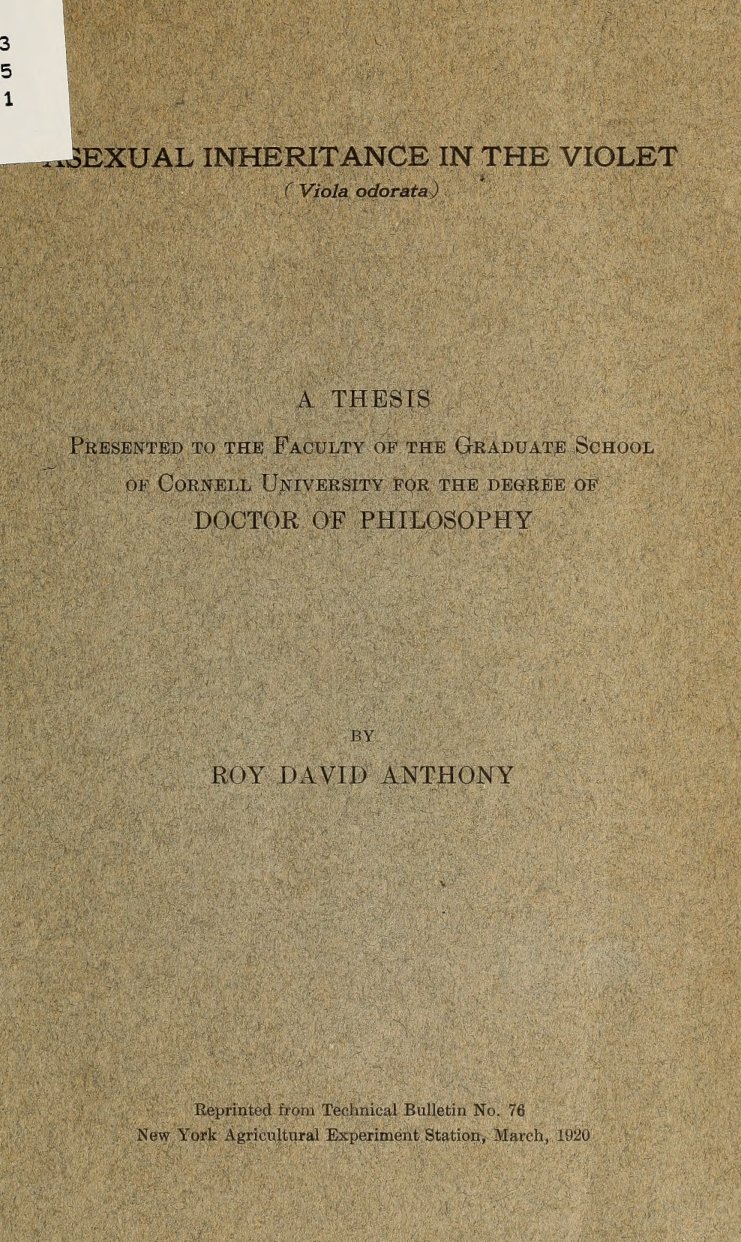 Cover of Asexual Inheritance in the Violet