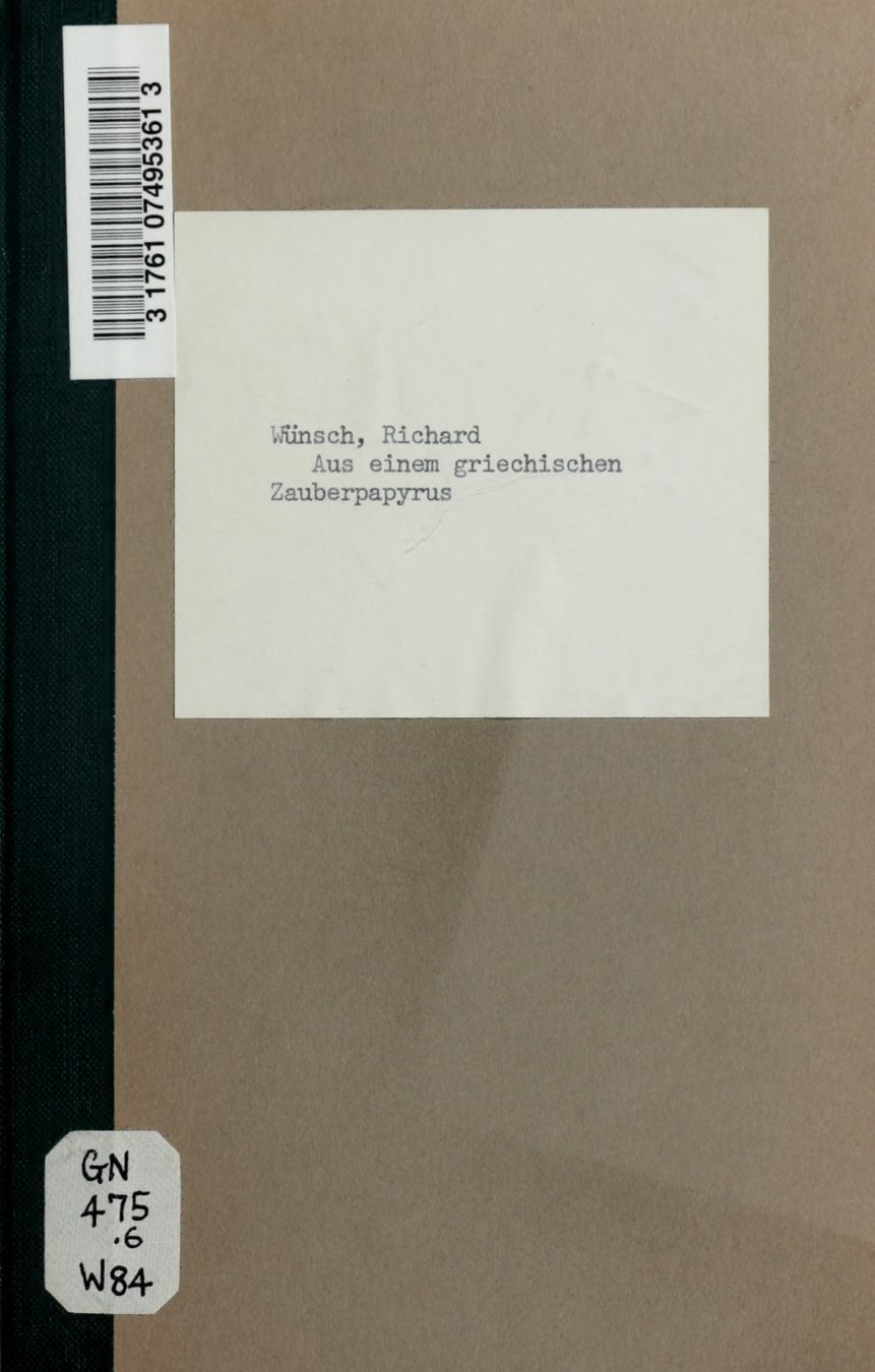 Cover of Aus einem griechischen Zauberpapyrus