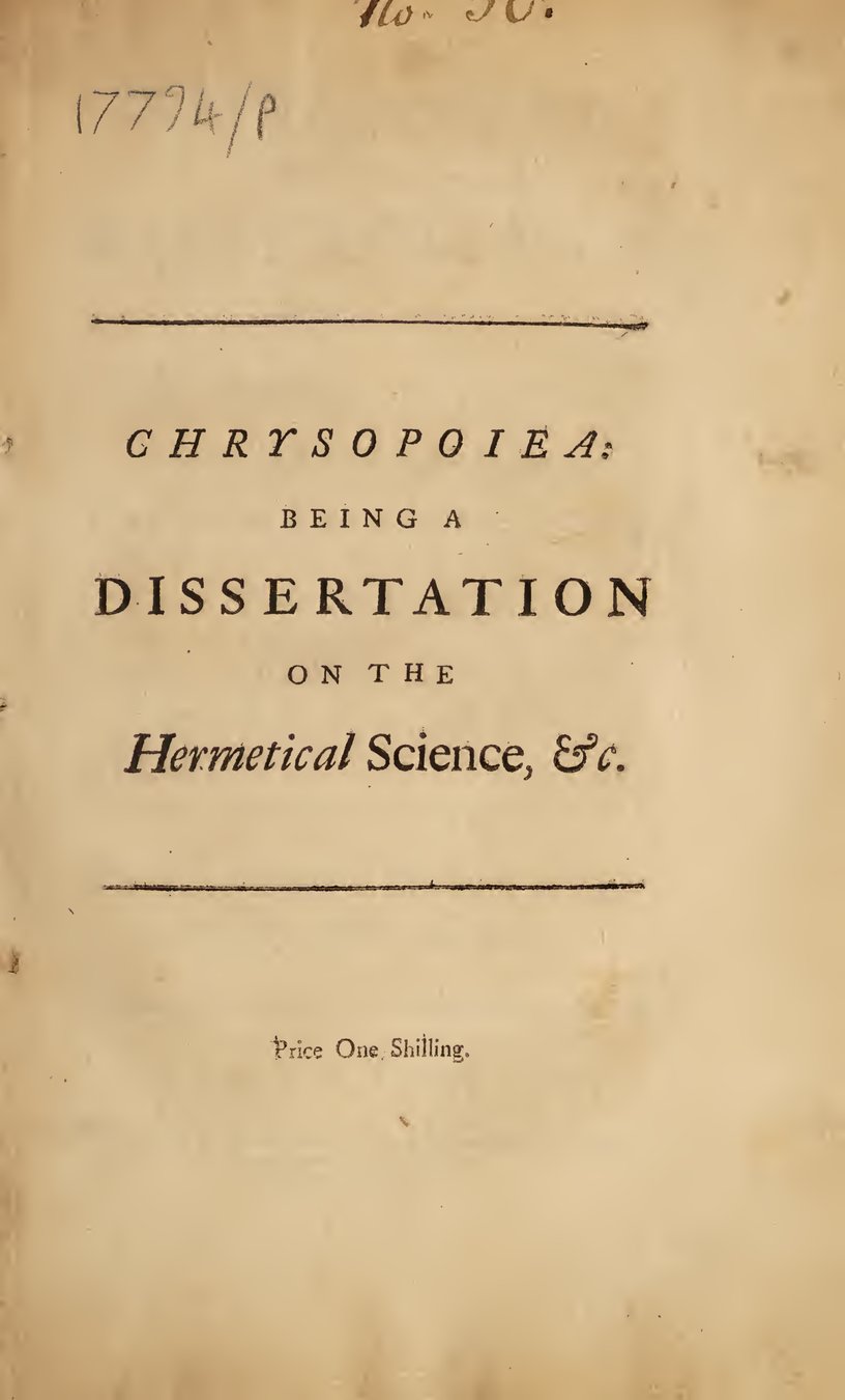 Cover of Chrysopoiea: Being a Dissertation on the Hermetical Science