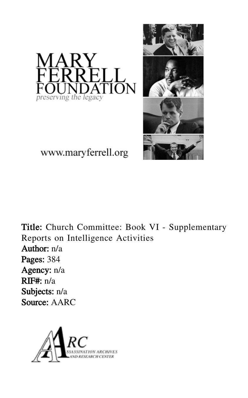 Cover of Church Committee Final Report, Book IV: Supplementary Detailed Staff Reports