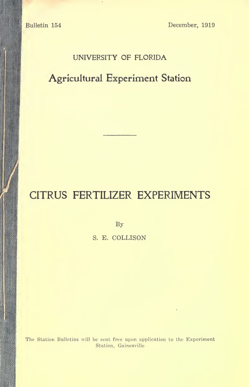Cover of Citrus Fertilizer Experiments
