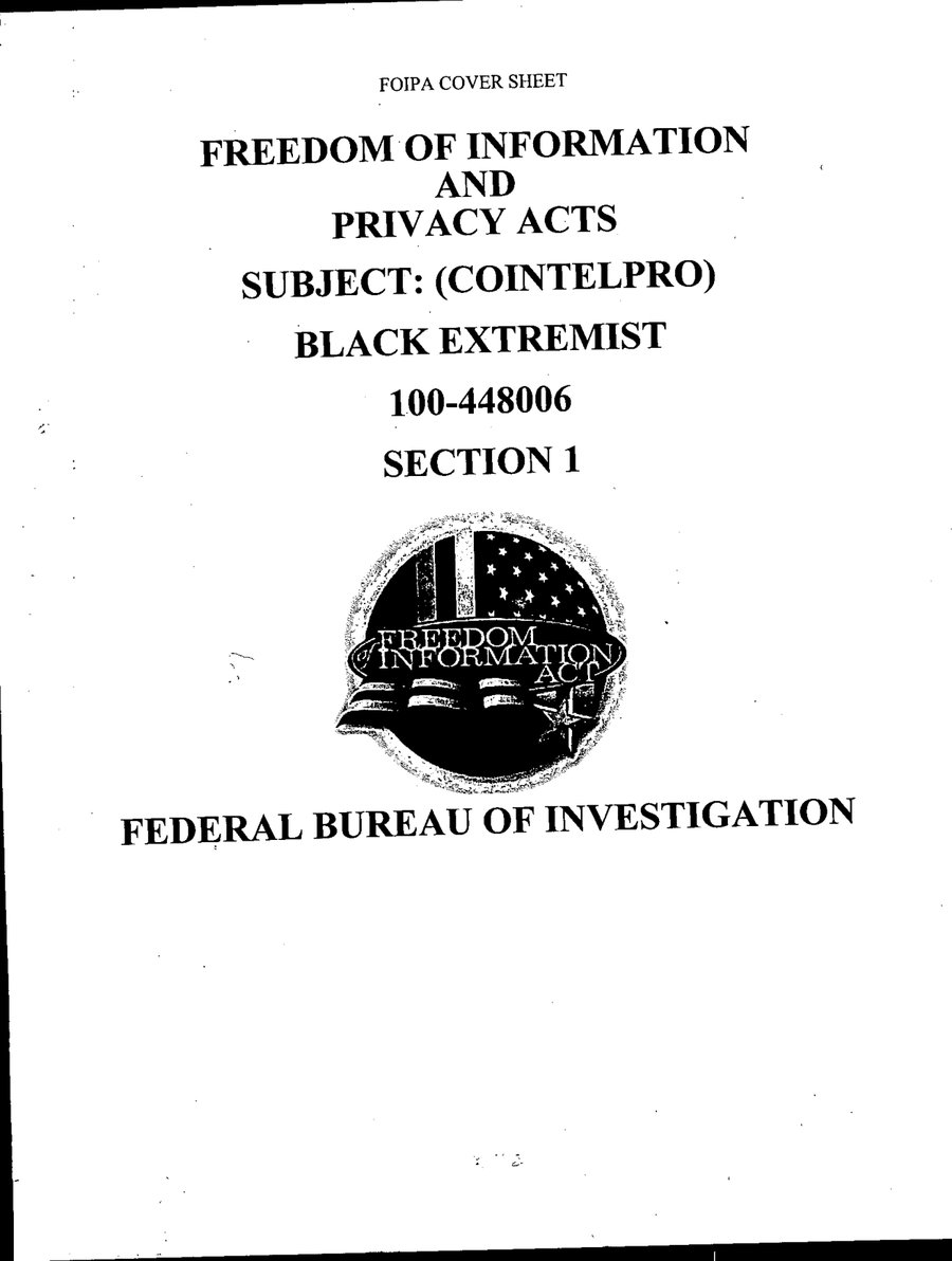 Cover of COINTELPRO: Black Nationalist Hate Groups (FBI Headquarters File 100-448006)