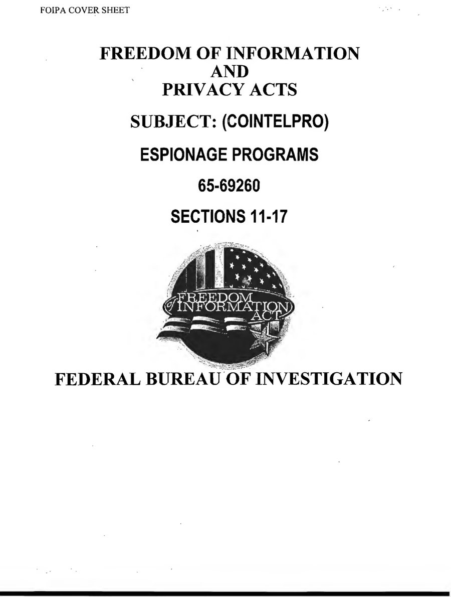 Cover of COINTELPRO: Espionage Programs (FBI Headquarters File 65-69260)