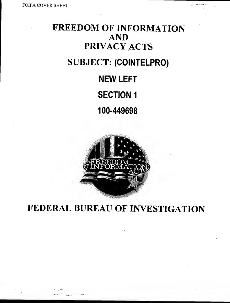 Cover of COINTELPRO: New Left (FBI Headquarters File 100-449698)