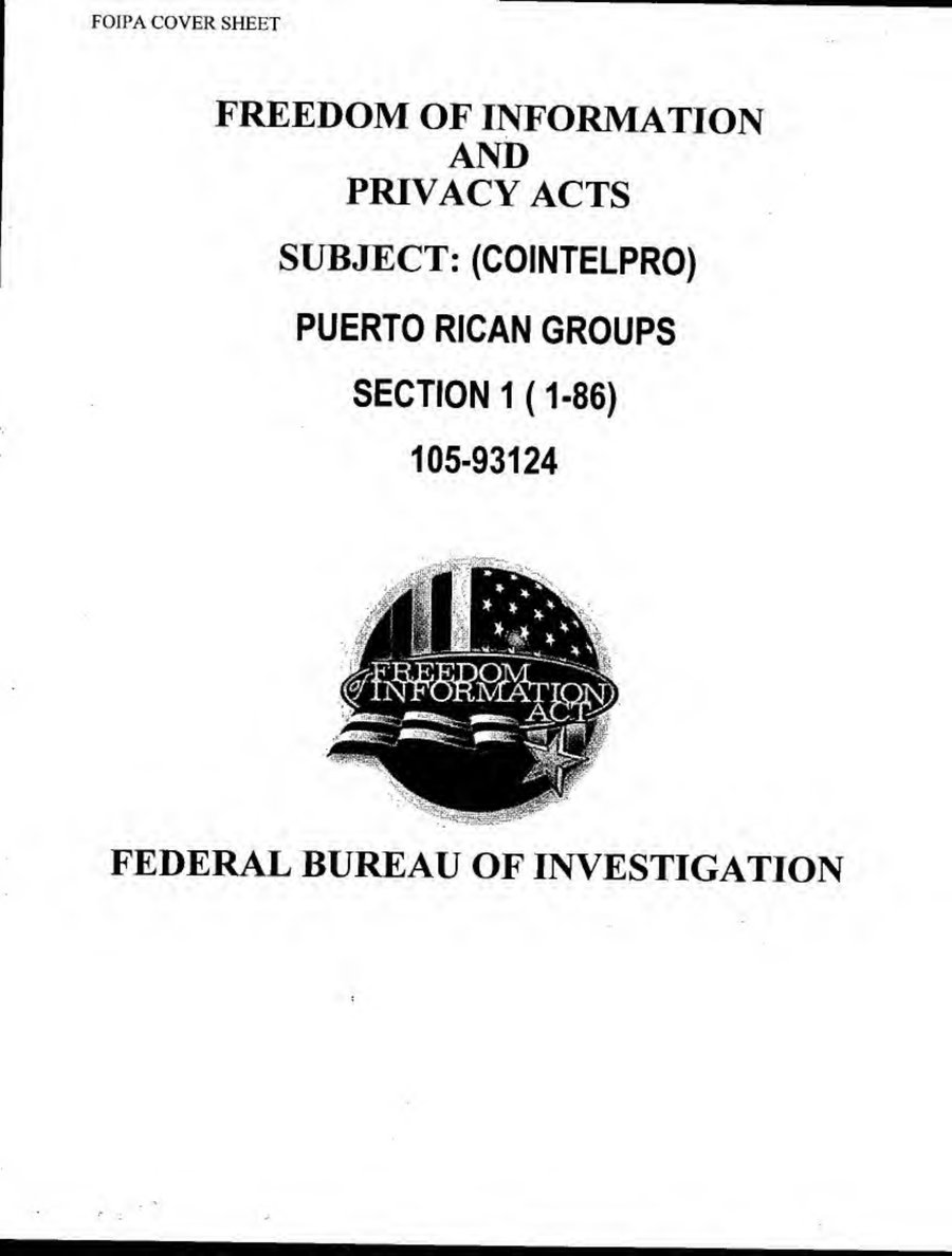 Cover of COINTELPRO: Puerto Rico (FBI Headquarters File 105-93124)