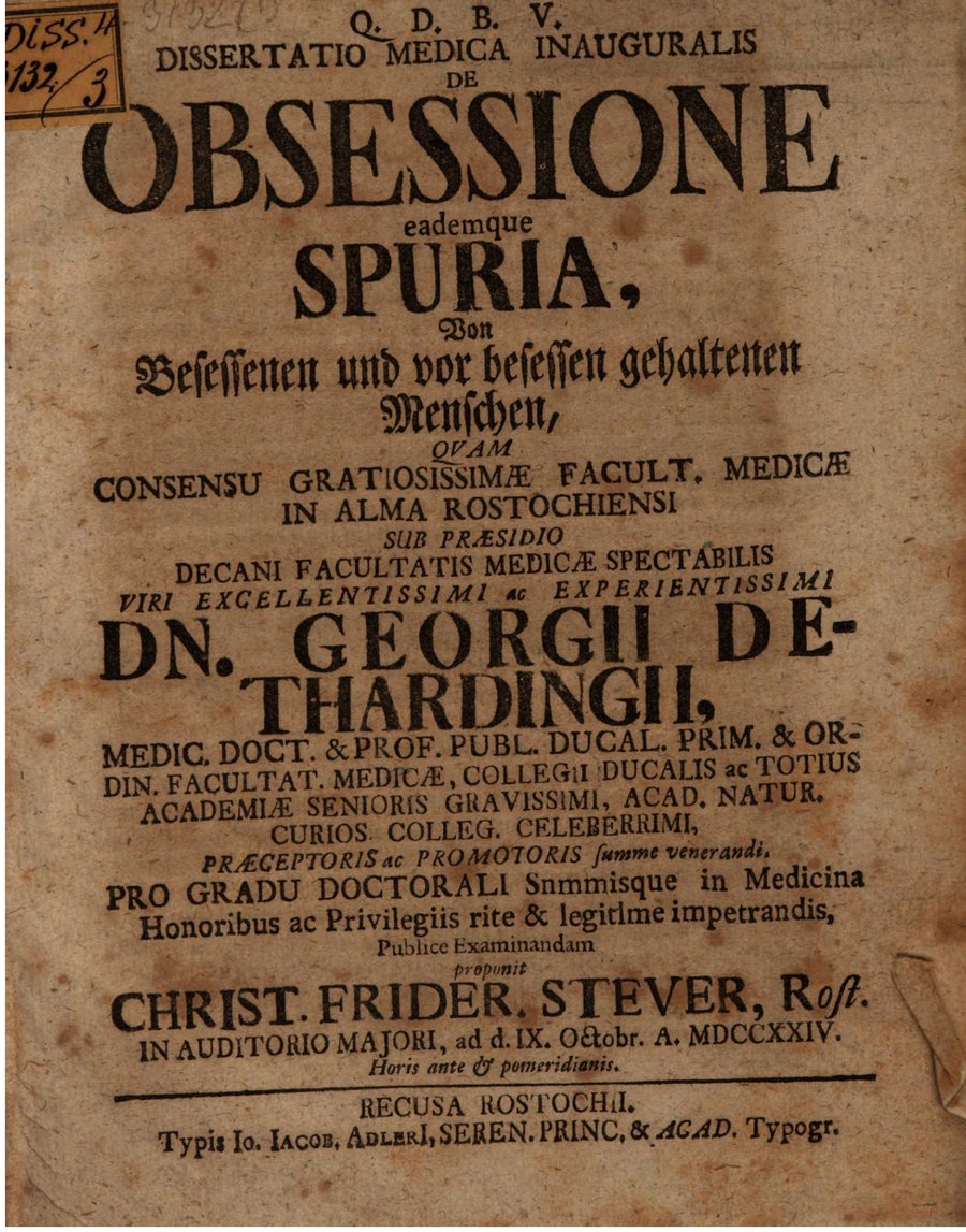 Cover of De obsessione eademque spuria: Von Besessenen und vor besessen gehaltenen Personen (1724)