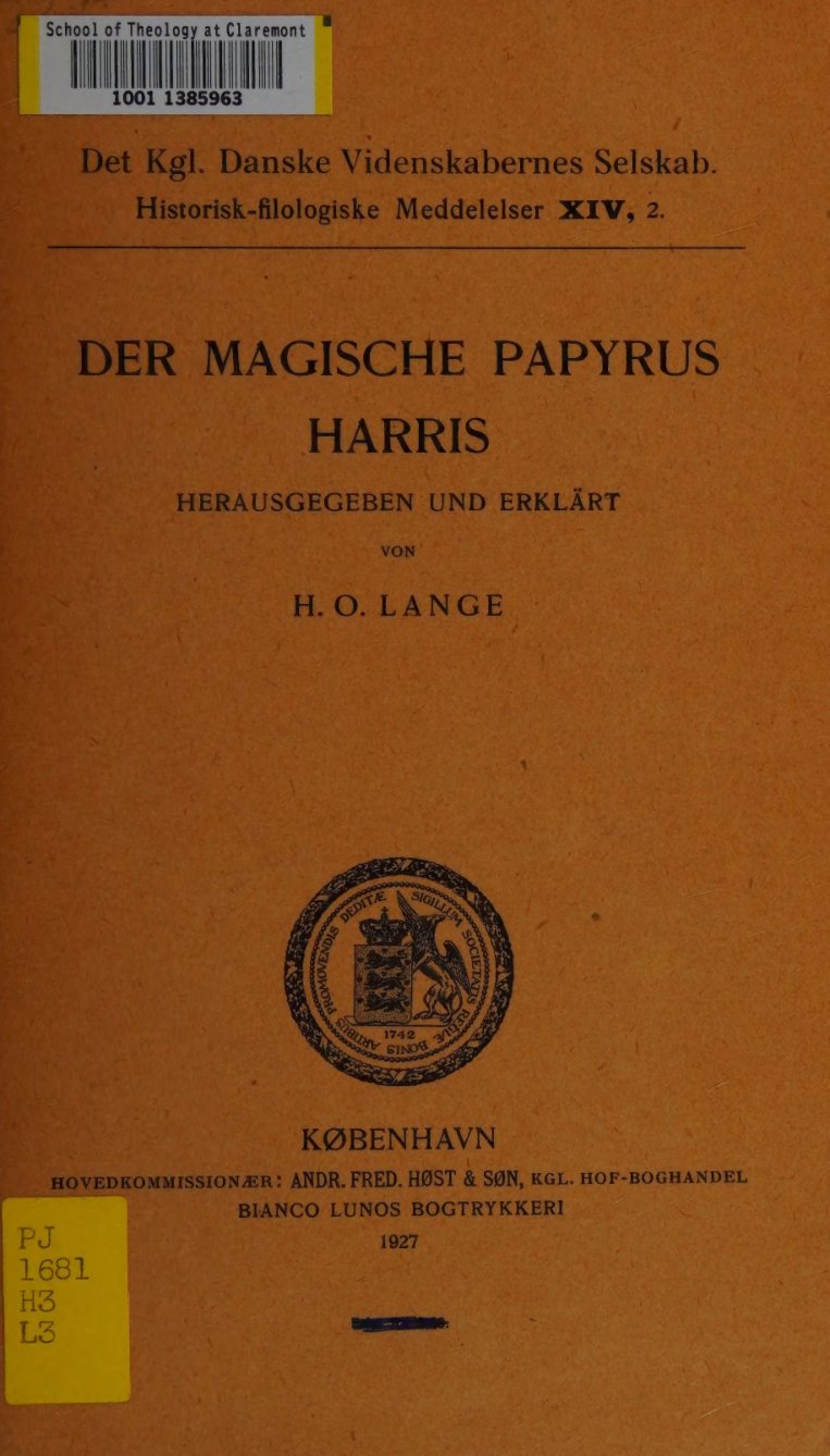 Cover of Der magische Papyrus Harris