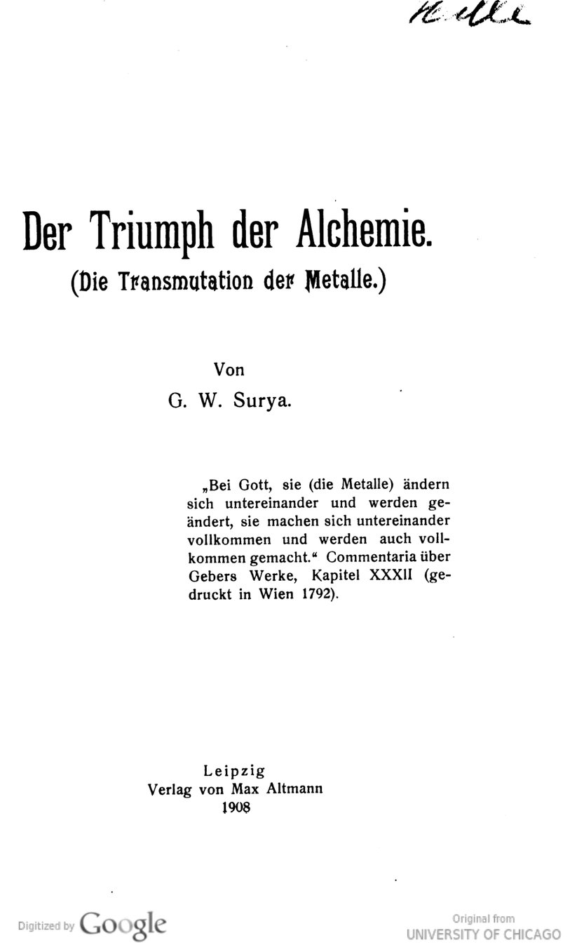 Cover of Der Triumph der Alchemie (Die Transmutation der Metalle)