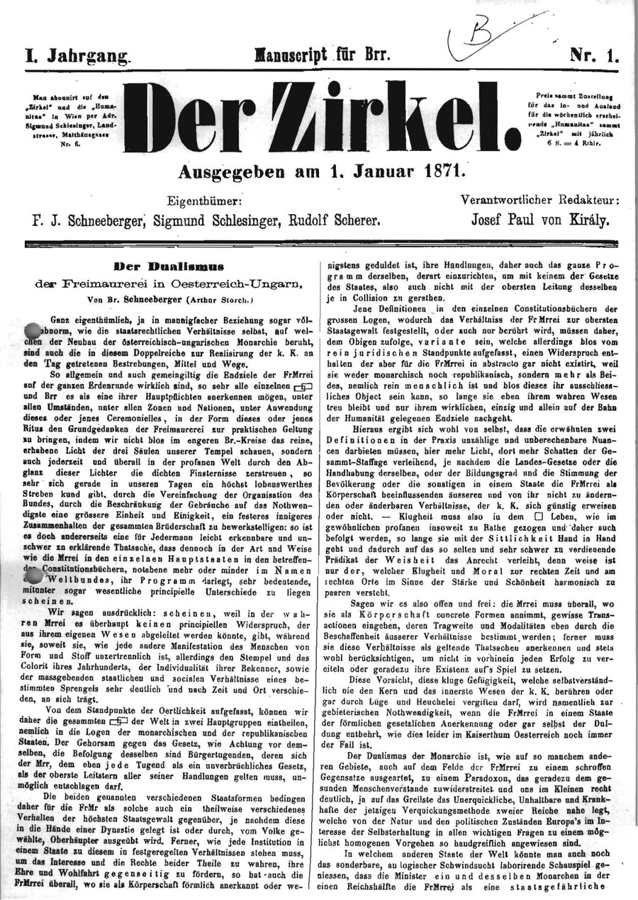 Cover of Der Zirkel, Vol. 1 (1871)