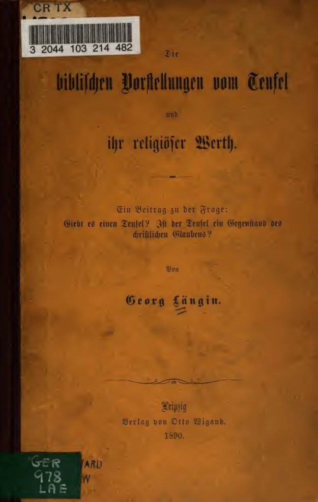 Cover of Die biblischen Vorstellungen vom Teufel und ihr religiöser Werth