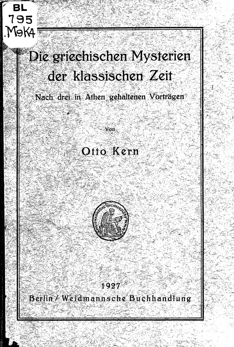 Cover of Die griechischen Mysterien der klassischen Zeit