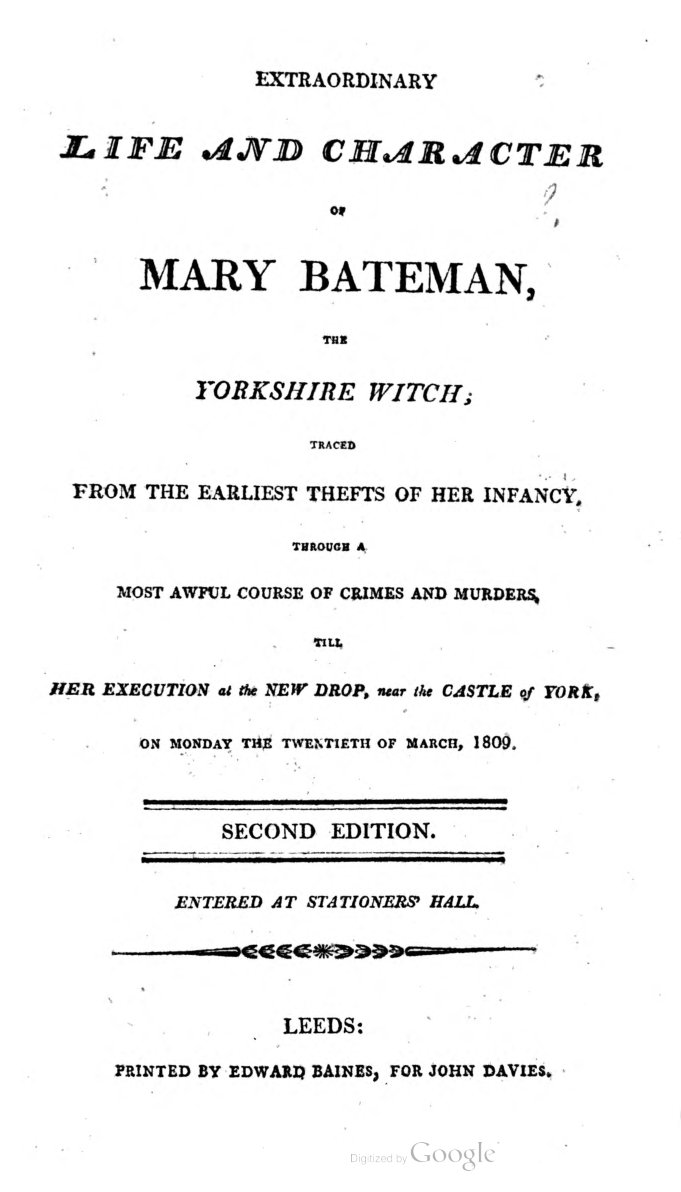 Cover of Extraordinary Life and Character of Mary Bateman, the Yorkshire Witch