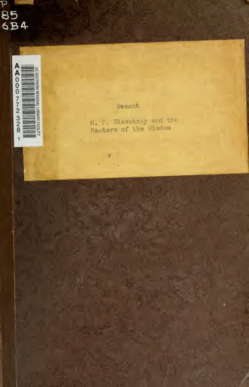 Cover of H. P. Blavatsky and the Masters of the Wisdom