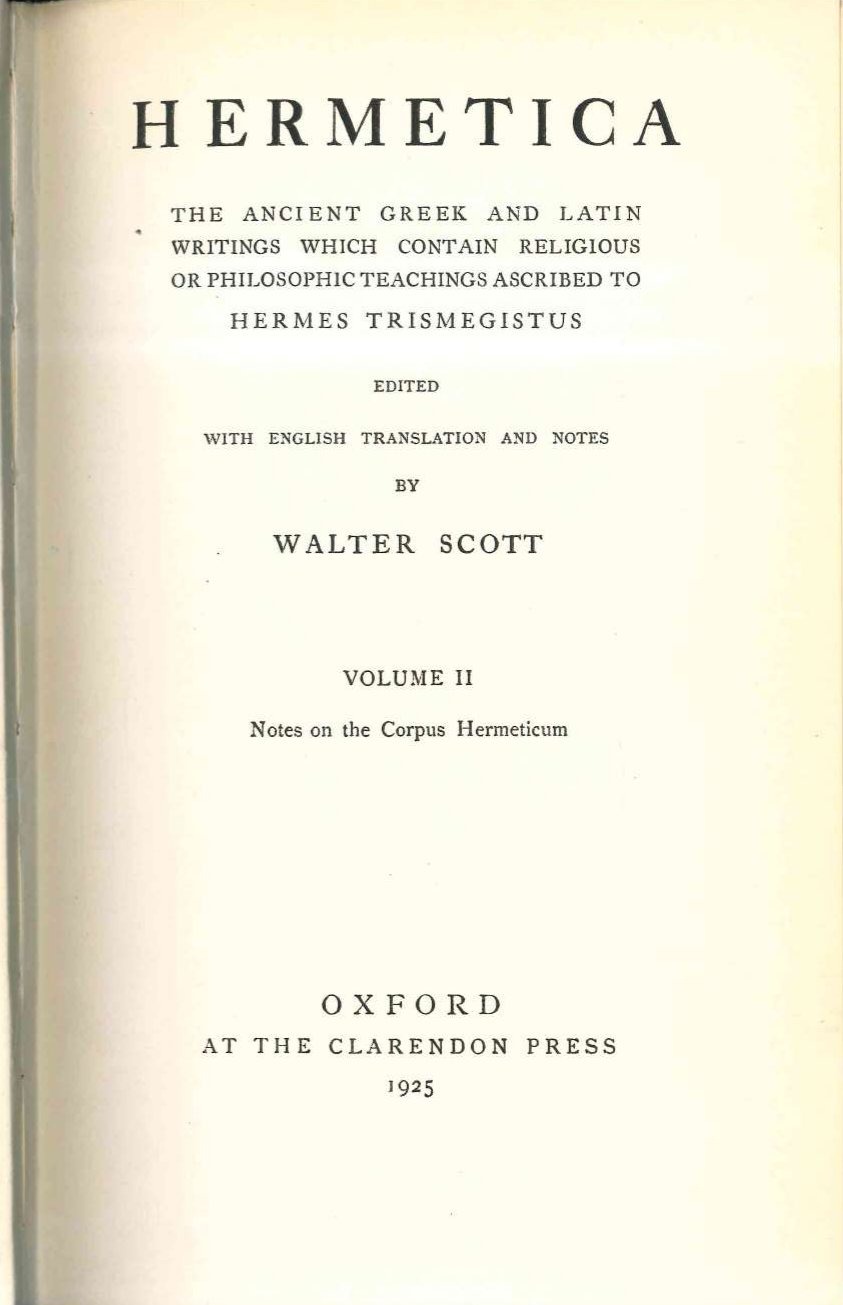 Cover of Hermetica, Volume II: Notes on the Corpus Hermeticum (Scott)